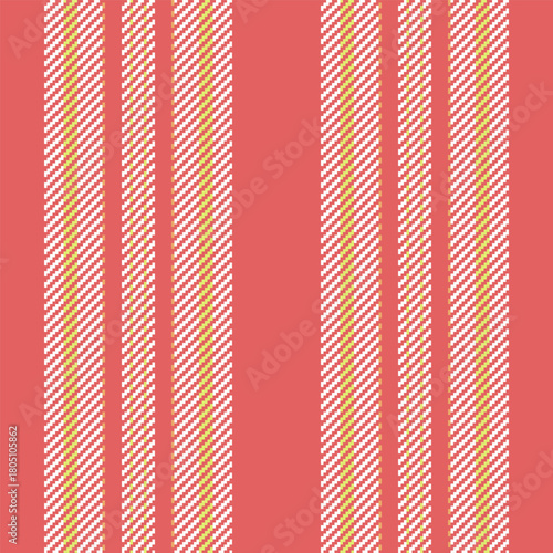Pee texture vector seamless, fancy background vertical textile. Fatterned stripe pattern lines fabric in red and white colors.