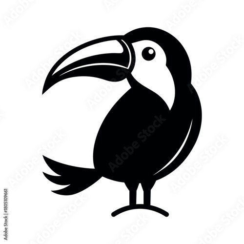 Macaw Black Silhouette Line Art Vector Illustration