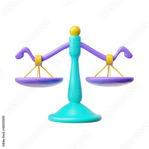 Libra zodiac sign 3D vector cartoon plastic style, Horoscope Astrological zodiac volume symbol as a scales in a balance
