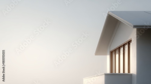 457. modern minimalist house with white and wood tones, calm atmosphere, soft afternoon glow, clean background for typography, generic props only