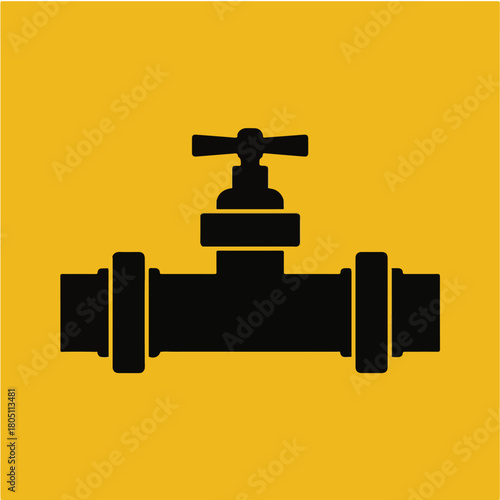 Pipeline with Valve Vector Icon