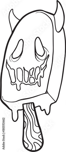 Scary Icecream Tattoo Stencil T-shirt Print