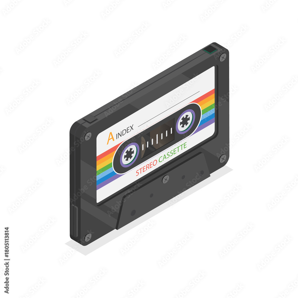 Obraz premium 3D Isometric Flat Illustration of Retro Tapes. Item 2