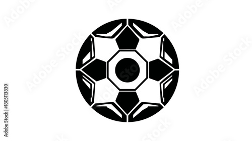 Stylized Geometric Soccer Ball Icon Illustration for Sports Events, Game Concepts, and Athletic Design