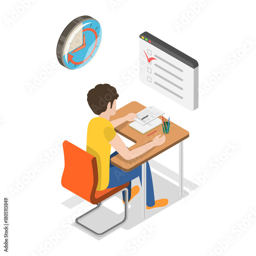 3D Isometric Flat  Illustration of Knoledge and Education. Item 4