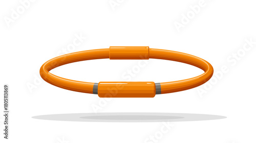 Vibrant orange bracelet, modern sleek wrist accessory with metallic connecting elements, isolated vector illustration on white background.
