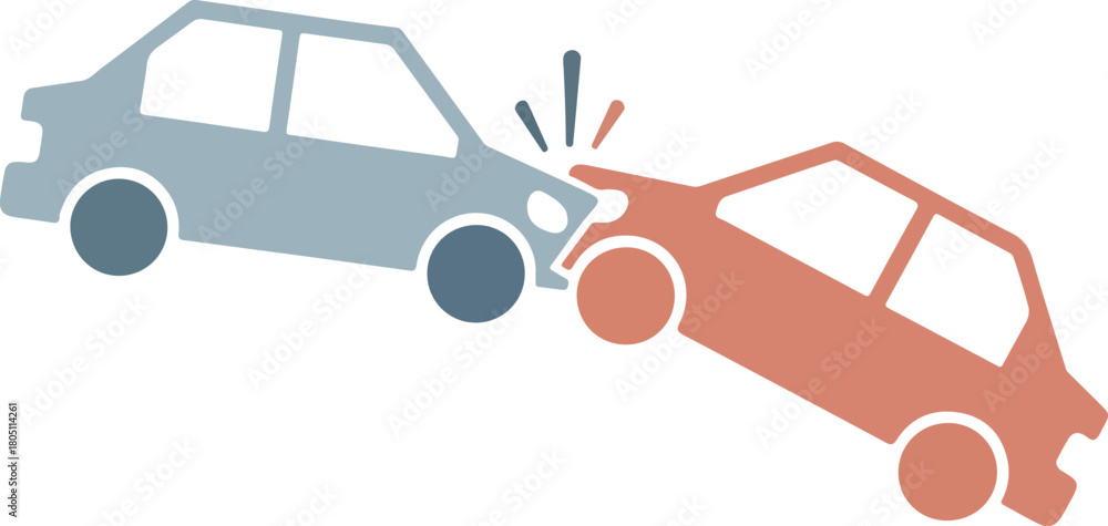 Naklejka premium Car crash accident with two vehicles colliding vector illustration design