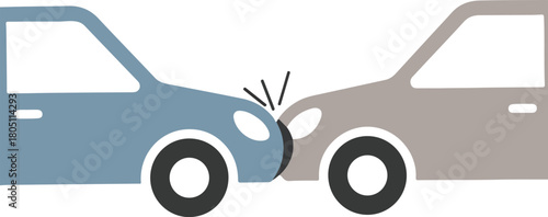 Cartoon cars crashed together simple vector car accident illustration design