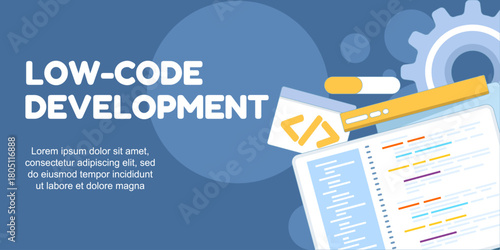 Low-code and no-code development concept, showing how users create apps without programming, boosting productivity and accelerating workflows.