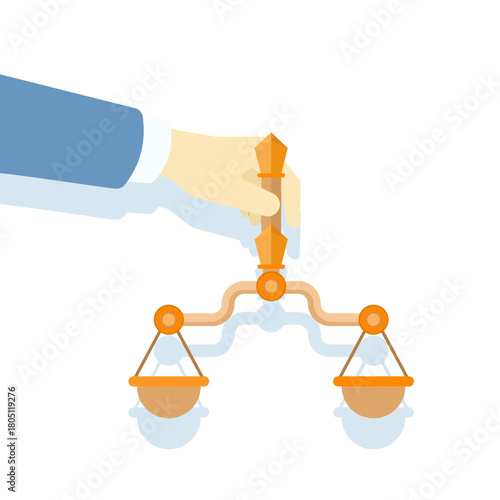 Flat vector illustration of the scales of equality and justice, symbolizing fairness, legal balance, human rights, and impartial decision-making in modern law and social justice concepts.