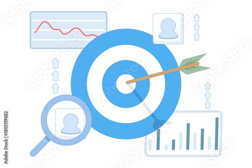 Target audience digital marketing and AI segmentation. Advertising strategy for reaching specific consumer groups, sales generation, customer targeting, and CRM audience management.