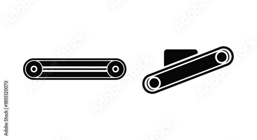 Black and white illustration depicting two different conveyor belt designs