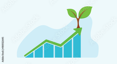 Growth chart with a small plant symbolizing progress and positive trends
