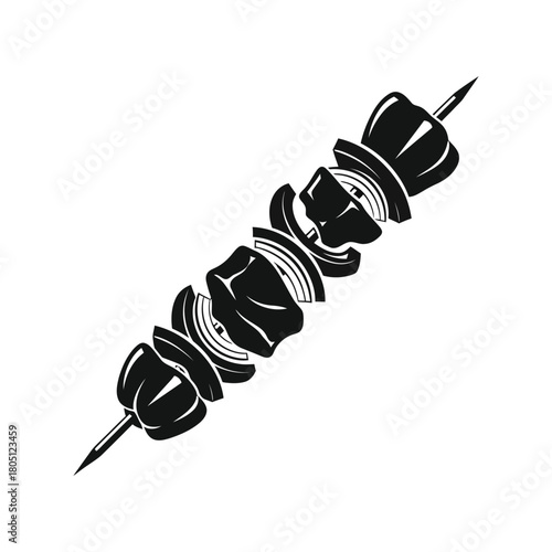 A minimal silhouette vector of a kebab skewer
