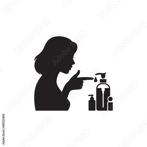 Woman Using Hand Sanitizer or Soap Silhouette
