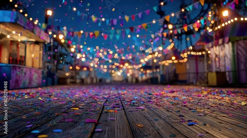 Vintage carousel spinning under a starry sky in vibrant colors