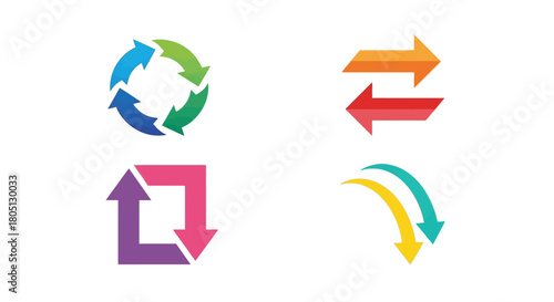 Colorful circular and directional arrows representing process flow and dynamic movement