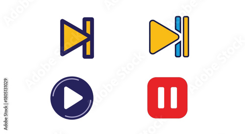 Media player controls illustration rewind play pause and fast forward symbols