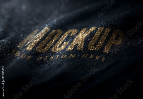 Realistic Ink Print Text Effect Mockup on Dark Fabric Surface