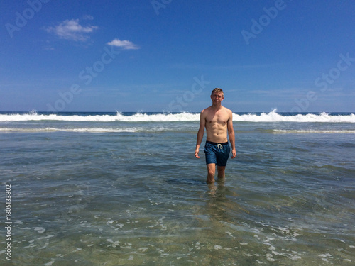 Fit Blonde Male in the Ocean