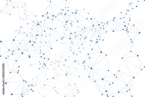 Abstract geometric network composed of dots and connecting lines. Light, minimal background for data science, telecommunications, or medical technology. Excellent for modern presentation cover.