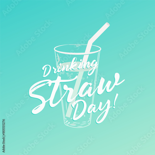 Drinking straw day cup, vector art illustration.