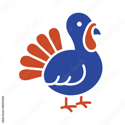 Cute Standing Turkey Bird Glyph Icon