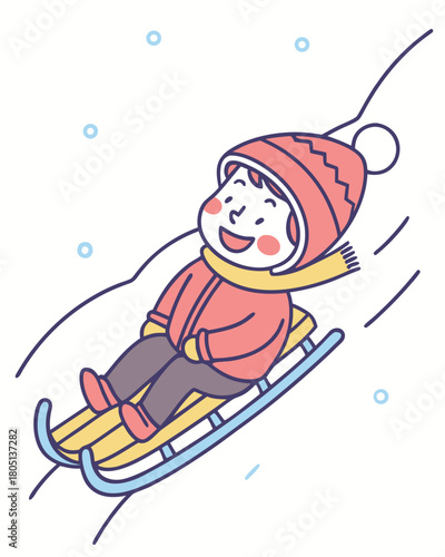 little girl on a sled