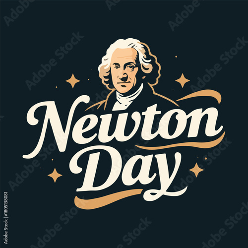 Newton Day portrait, vector art illustration.