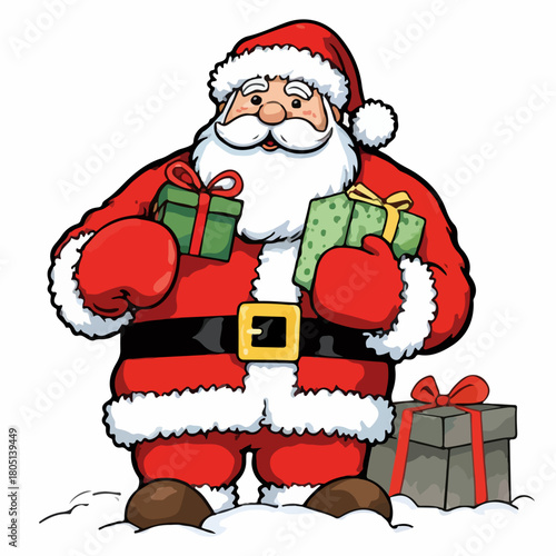 Santa Claus gift boxes, vector art illustration.