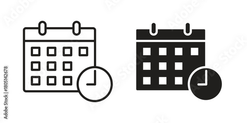 Calendar clock icon concept vector illustration. logotype icon designs
