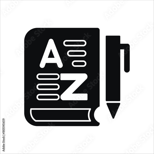 vocabulary icons. simple solid vector