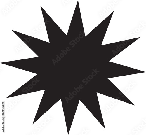 Black Starburst Shape Isolated on White Background symbol icon