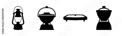 Retro camping lantern, cooking pot, hot plate, chafing dish