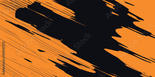 orange black brush Car sticker wrap pattern banner abstract sporty lines black orange color combination grunge brush modern pattern racing motorsport. eps 10.