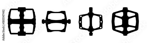 Various bicycle pedal silhouettes isolated on white background