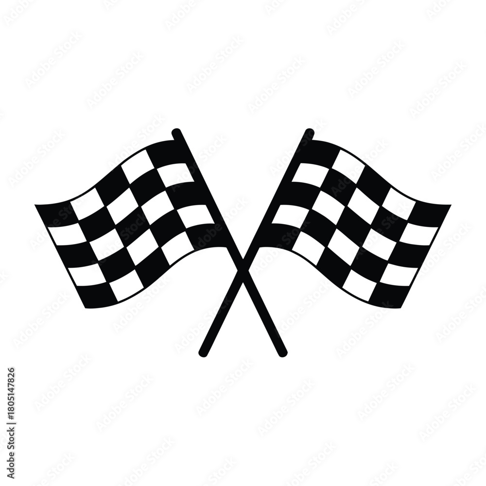 Naklejka premium Two checkered flags crossed, symbolizing victory or the start of a race.