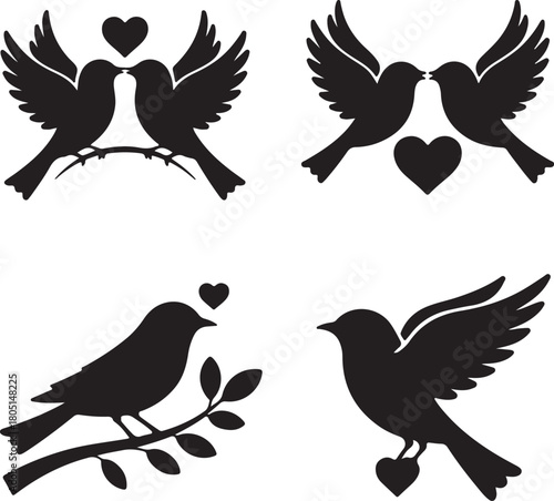 Love Bird Silhouette Vector Set