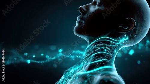 Futuristic Human Neck With Glowing Neural Pathways
