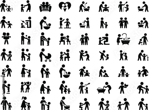 Parenting and family activity silhouettes