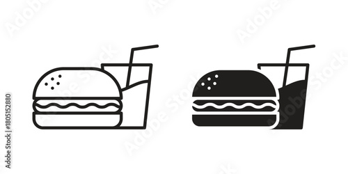 Hamburger soda icon concept vector illustration. logotype icon designs