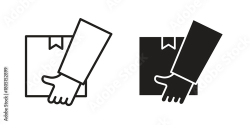 Hand holding box icon concept vector illustration. logotype icon designs
