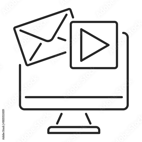 social media computer line icon