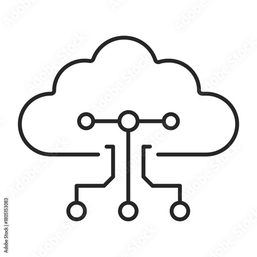 cloud information technology line icon