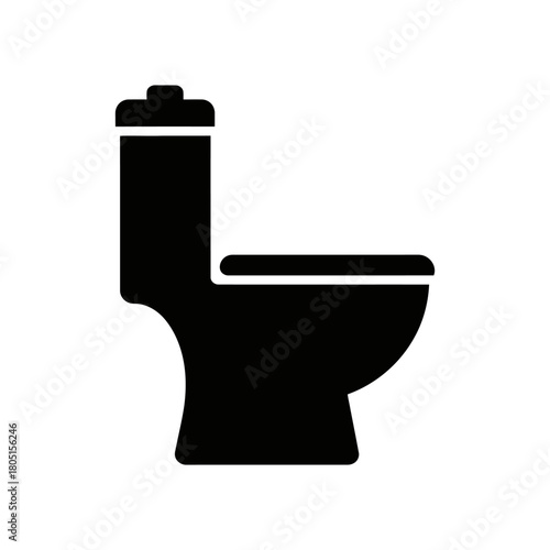 A black silhouette of a modern toilet is shown against a white background.