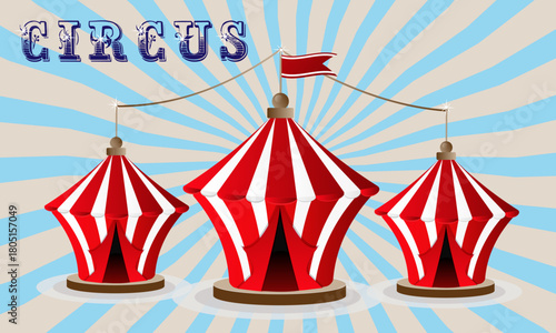circus tents illustration with red and white stripes