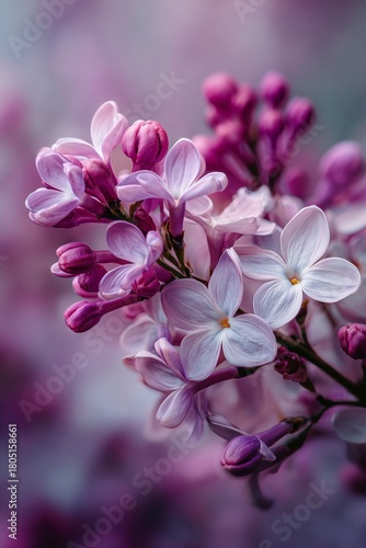 Beautiful Lilac Flowers Blooming in Spring With Soft Purple Hues and Delicate...