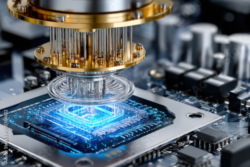 Innovative quantum computing technology showcased in a close-up of advanced microprocessor