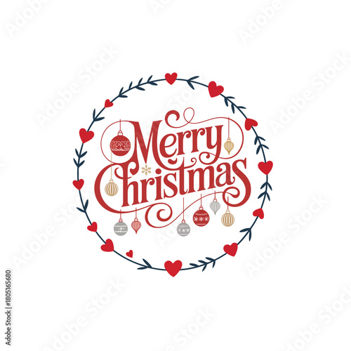 Classic Holiday Card Design with Chritsmas Greetings and Holly Ornaments

