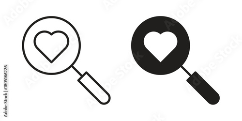 Search heart icon concept vector illustration. logotype icon designs